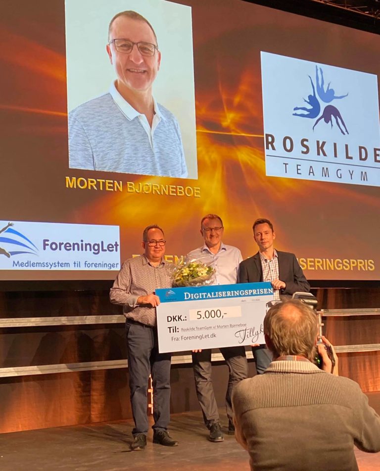 Fra venstre: Jørgen Aufeldt (formand Roskilde Idræts Union), Morten Bjørneboe (Roskilde Teamgym), Anders Pallisgaard (ForeningLet Aps)